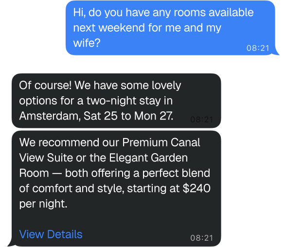 Automate SMS conversations with AI-powered chatbots, taking care of their issues without needing human intervention.