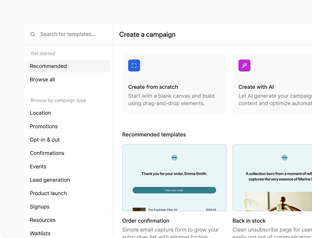 Utilize ready-made templates to kickstart your email marketing campaigns using Zixflow.